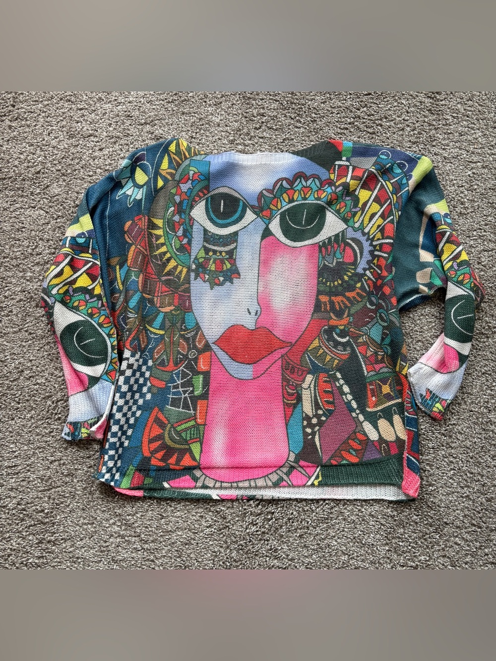This Orly multicolour sweater features a bold,abstract face design